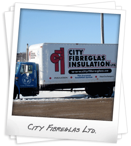City Fibreglas Insulation truck photo.